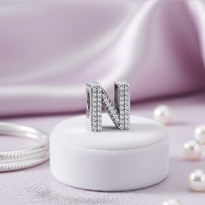 Charm for Bracelet Sterling Silver 925 letter “N”
